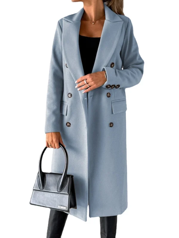 Women's long-sleeved lapel solid color slim-fit coat coat - Image 18