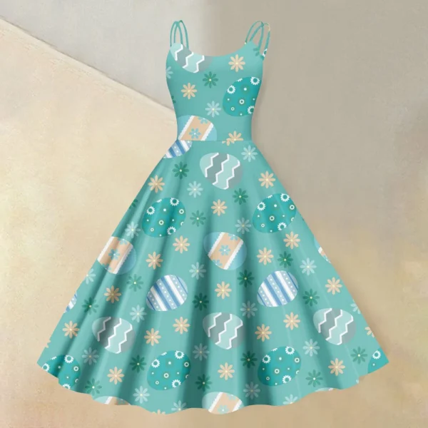 Women's  Casual Fashion Flower Print Sexy Off Shoulder Punk Retro Skirt - Image 13
