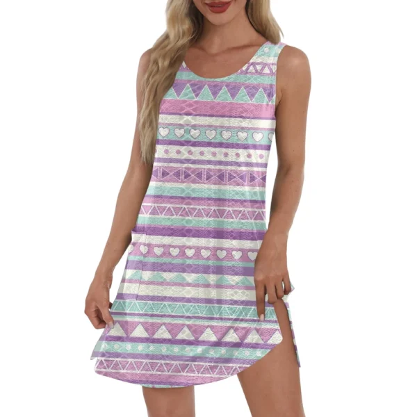 Women's Casual Sundress With Pockets Summer Boho Beach Dress T-Shirts Dress V - Image 29