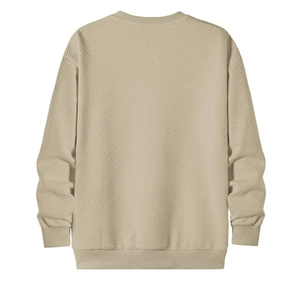 Men's Crewneck Sweatshirt Casual Long Sleeve Geometric Textured Sweatshirt - Image 12