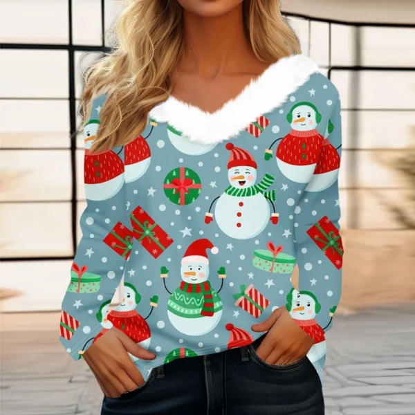 Long Sleeve Shirts For Women Cute Tops Christmas Prints Tees  Blouses Casual - Image 19