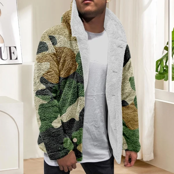 Men'S Winter Zipper Hooded Fleece Sweatshirt With Patch Pocket Casual Jacket - Image 22