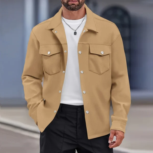 Casual men's slim jacket with lapel single breasted solid color - Image 22