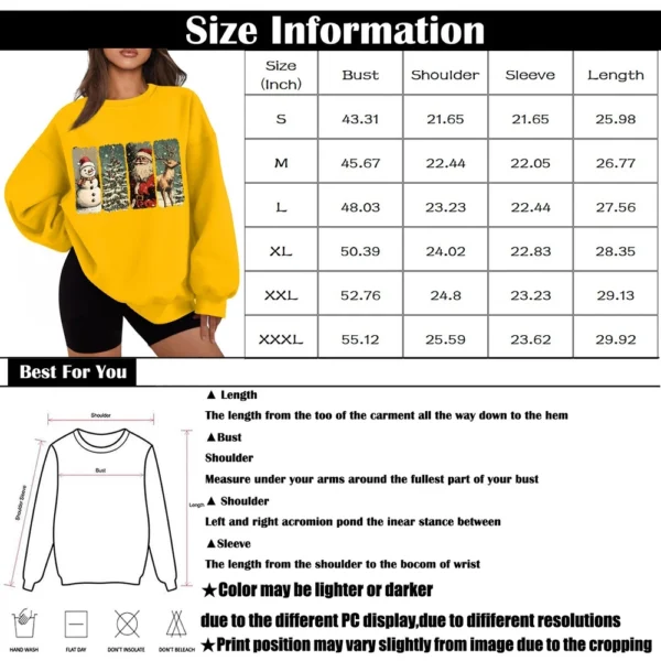 Women's Casual Fashion Long Sleeve Christmas Print Round Neck Sweatshirt Top - Image 33