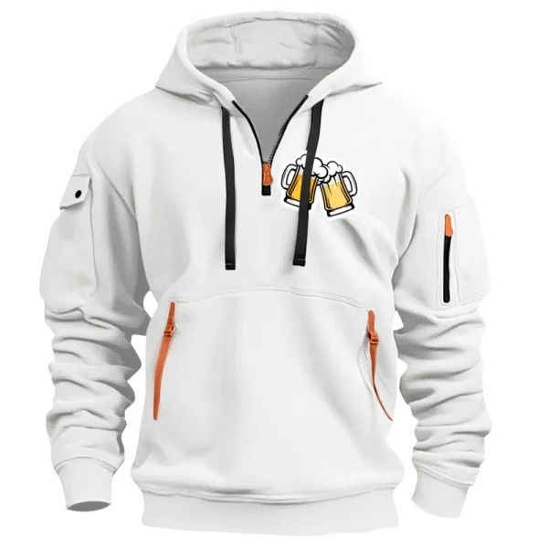 Men's Printed Sweatshirt Hoodie Zipper Arm Pocket Cardigan Men's Sports Large - Image 8