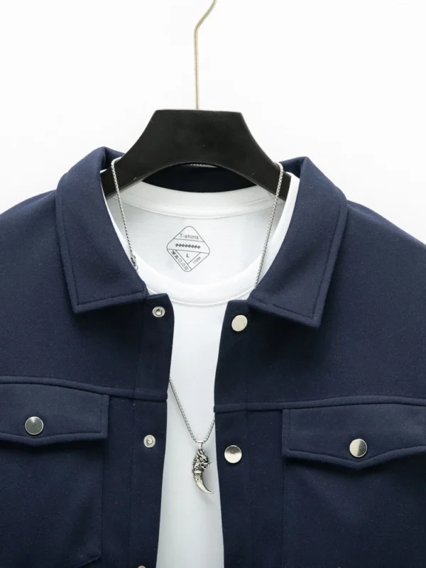 Casual men's slim jacket with lapel single breasted solid color - Image 14