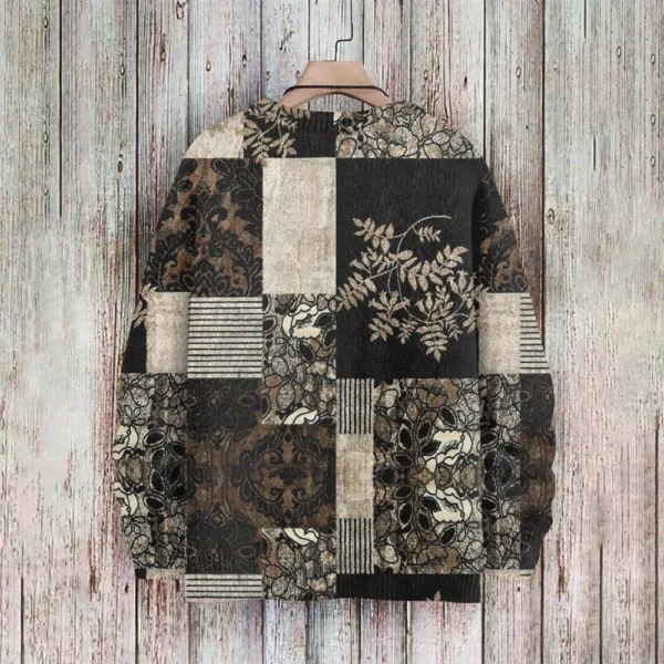 Men'S Printed Synthetic Sweater Round Neck Sportswear Loose Long Sleeved Top - Image 11