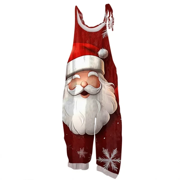 Women's Print Casual Vintage Loose Christmas Jumpsuit Shoulder Strap - Image 23