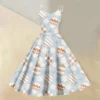 Women's  Casual Fashion Flower Print Sexy Off Shoulder Punk Retro Skirt - Image 16