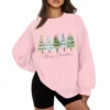 Women's Casual Fashion Long Sleeve Christmas Print Round Neck Sweatshirt Top - Image 3