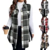 Women's Plaid Sleeveless Waistcoat Fashion Loose Women's Woolen Coat