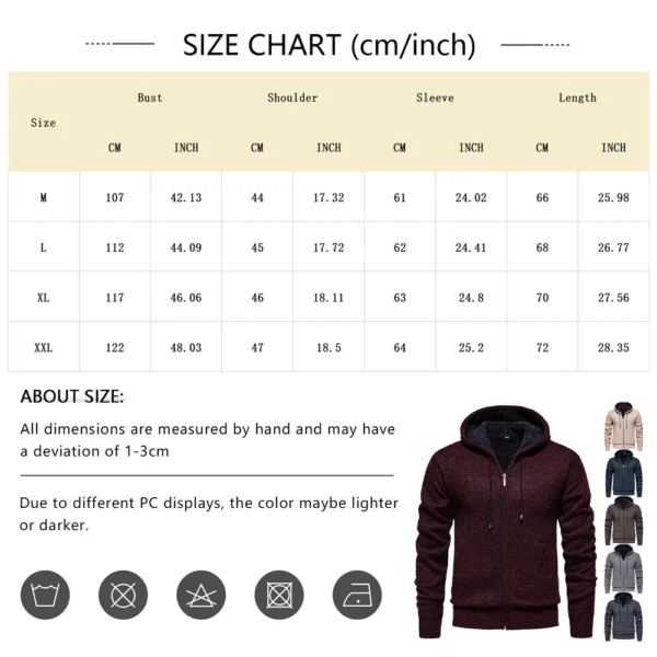 Men's Sweater With Thick Velvet Casual Knit Sweater, Fashionable Hooded Jacket - Image 15