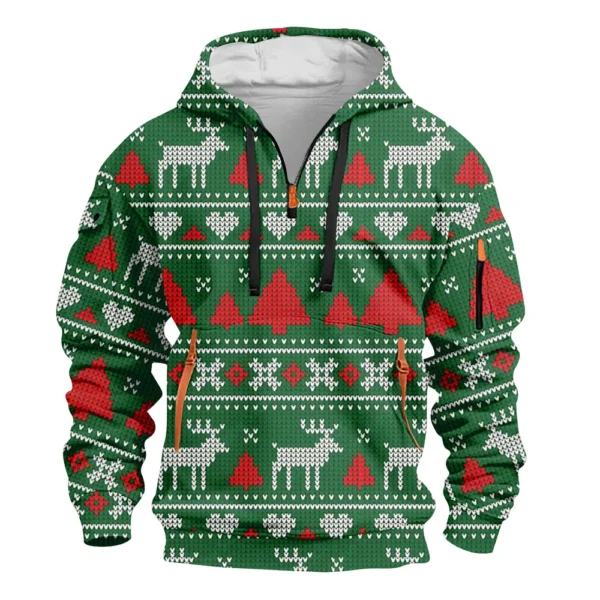 Men's Printed Sweatshirt Hoodie Zipper Arm Pocket Cardigan Men's Sports Large - Image 23