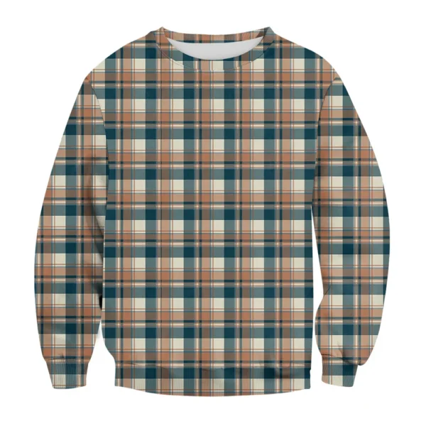 Men's Casual Fashion Comfortable Plaid Round Neck Pullover Sweatshirt Sweatshirt - Image 11