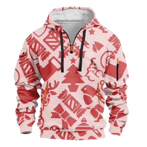 Men's Printed Sweatshirt Hoodie Zipper Arm Pocket Cardigan Men's Sports Large - Image 4