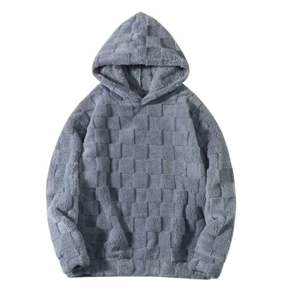 Plaid Loose Winter Plush Hoodie Casual Plus-size Coat For Men - Image 16