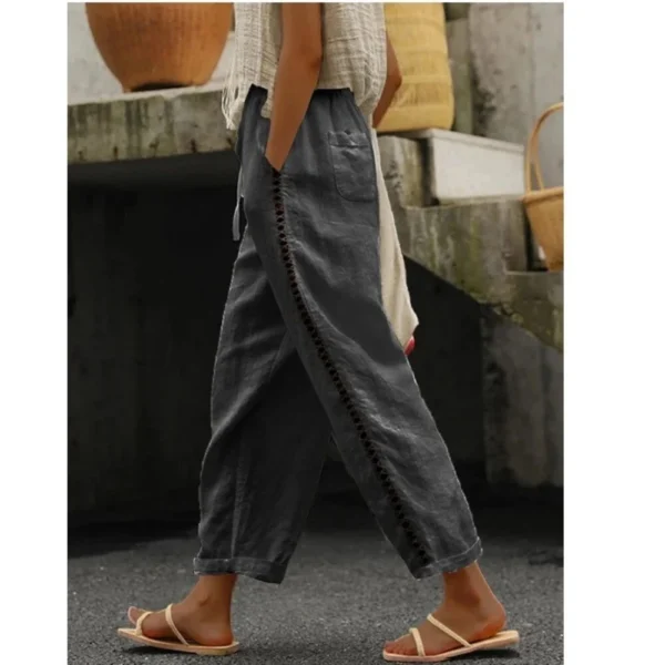 Casual hollow splicing pants women's clothing - Image 4