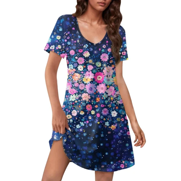 Women's Casual Sundress With Pockets Summer Boho Beach Dress Floral Blouses For - Image 17