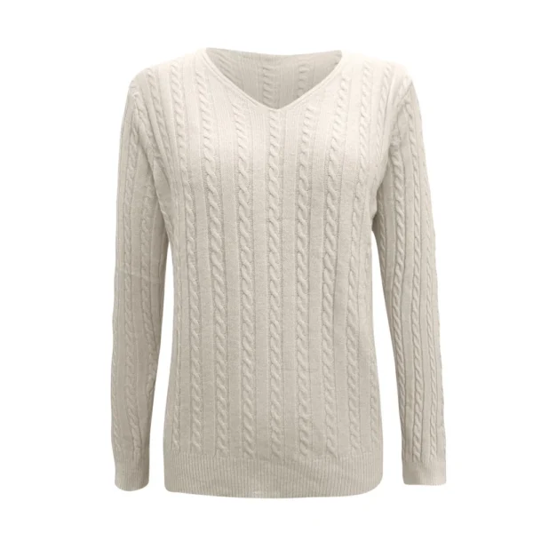 Women's Cable Knit V Neck Sweater Lightweight Soft Pullover Sweaters - Image 15