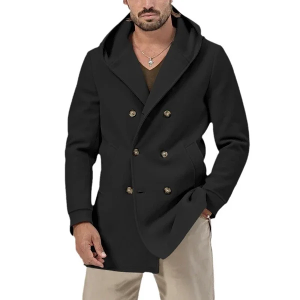 Men's trench coat long lapel hood casual trench coat - Image 5