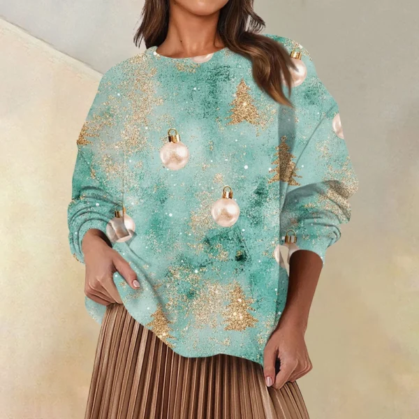 Women's Fashion Casual Round Neck Loose Long Sleeve Solid Color Sweatshirt - Image 31