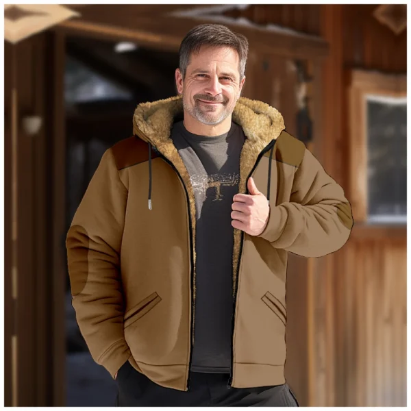 Men's Winter Print Jacket Men's Casual Trend Zipper Hooded Jacket - Image 24