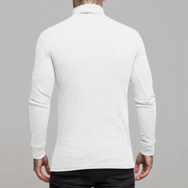 Men's Winter Solid Color Striped Casual Tops Long Sleeve Round Neck Sweatshirt - Image 10