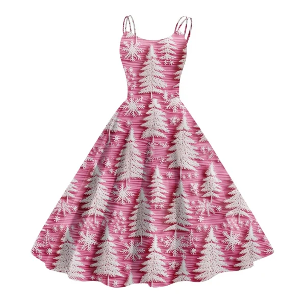 Women's Printed Strapless Gothic Cocktail Punk Sexy Fashion Dress Christmas - Image 41