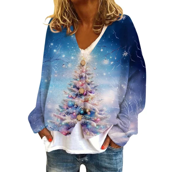 Women's Fashion Short Coat Casual Long Sleeve Printed Single Breasted Plush Top - Image 20