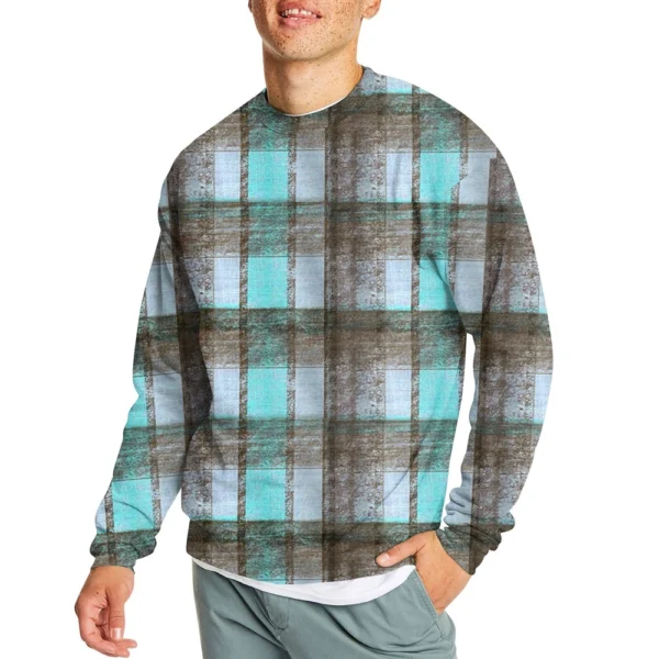 Men's Casual Fashion Comfortable Plaid Round Neck Pullover Sweatshirt Sweatshirt - Image 17