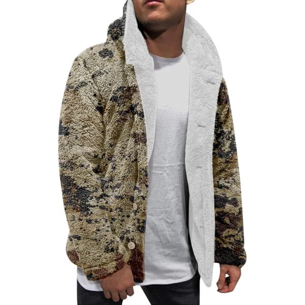 Men'S Winter Zipper Hooded Fleece Sweatshirt With Patch Pocket Casual Jacket - Image 6
