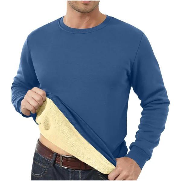 Men's Long Sleeve Fleece Casual Fuzzy Crewneck Pullover Warm Winter Sweatshirts - Image 12