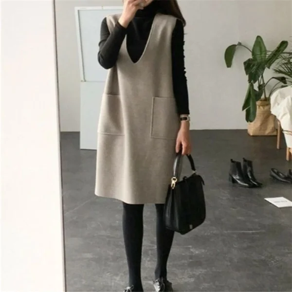 Vest women solid color loose dress women - Image 15
