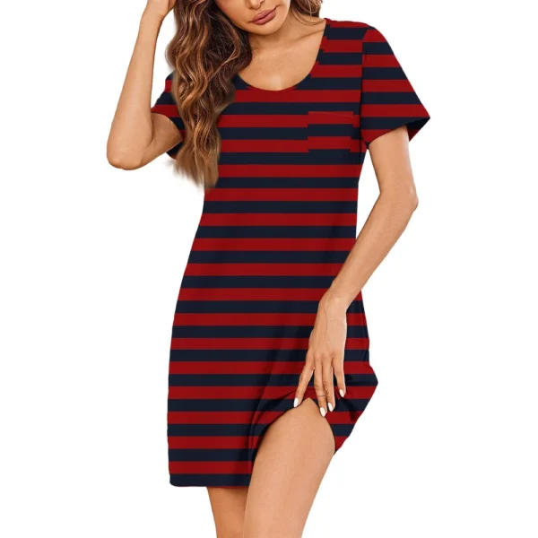 Womens Summer Dresses Short Sleeve Linen Casual T-Shirt Dresses Swing Beach - Image 20