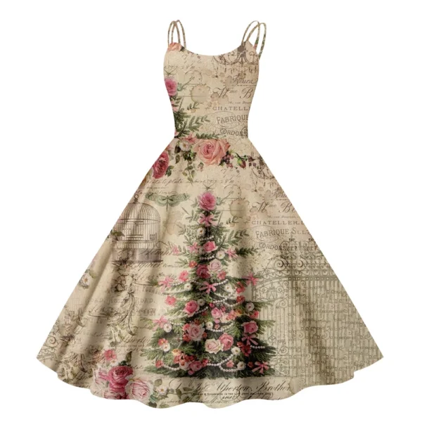 Women's Gothic Cocktail Strapless Christmas Printed Punk Sexy Dress Fashion - Image 23
