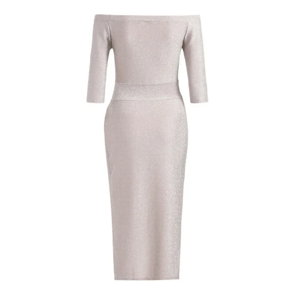 Women's Fashion Sexy Strapless High Slit Tight Dress Half Sleeve Dress - Image 11