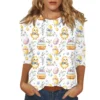 Women's Printed Easter Basic Tops Casual 3/4 Sleeve Fashion Plus Size Pullover - Image 5