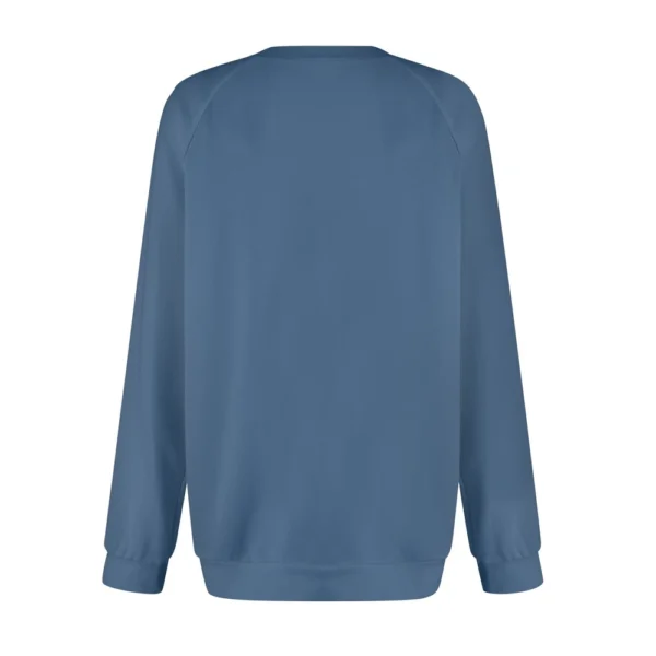 Women's Fashion Sweatshirt V-neck Long Sleeve Solid Color Casual Loose Pullover - Image 12