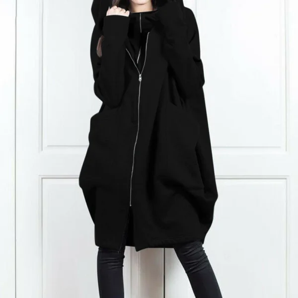 Hooded pocket hoodie zipper coat for women - Image 7
