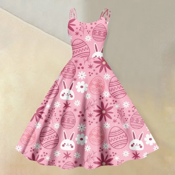 Women's  Casual Fashion Flower Print Sexy Off Shoulder Punk Retro Skirt - Image 25