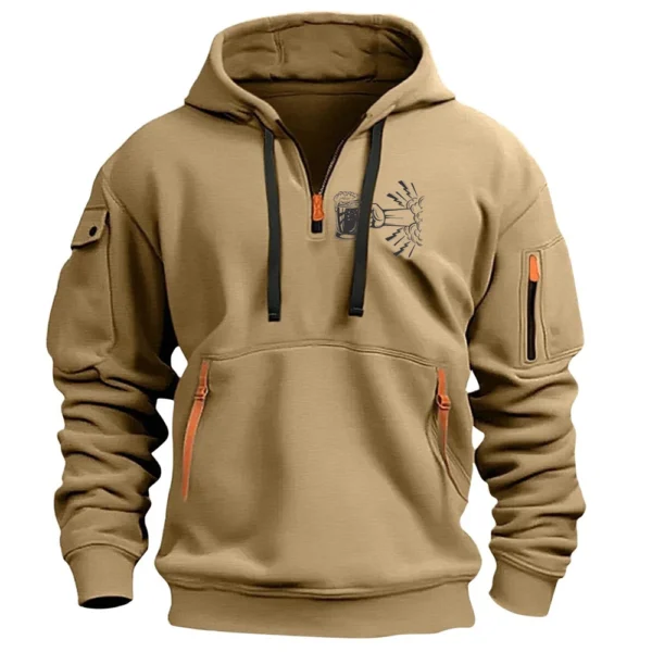 Men's Printed Sweatshirt Hoodie Zipper Arm Pocket Cardigan Men's Sports Large - Image 23