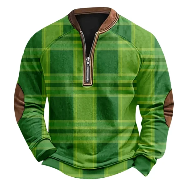 Men's St. Patrick's Day Vintage Casual Zip Sweatshirt Outdoor Casual Top - Image 10