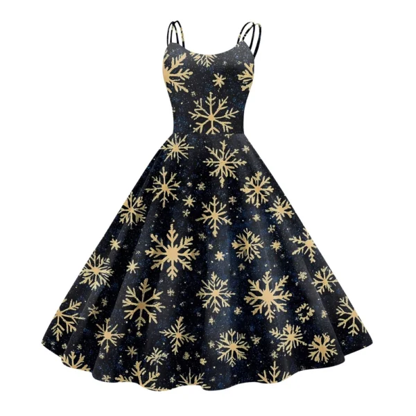 Women's Fashion Christmas Printed Sexy Strapless Gothic Cocktail Dress Punk, - Image 29
