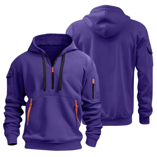 Men's Sweatshirt Hoodie Zipper Arm Pocket Cardigan Men's Sports Large Size - Image 2
