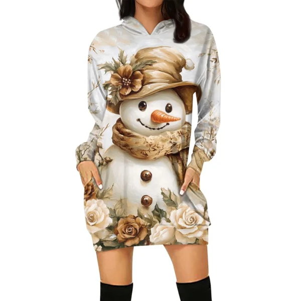 Ladies' Loose Casual Pocket Long Sleeved Hoodie Christmas Printed Sweatshirt - Image 26