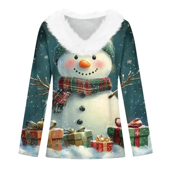 Long Sleeve Shirts For Women Cute Tops Christmas Prints Tees Blouses Casual - Image 12