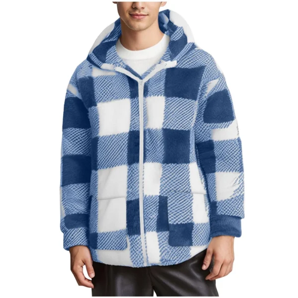Fall Winter Ethos Plaid Casual Long-sleeved Hooded Cardigan Zipper Coat - Image 10