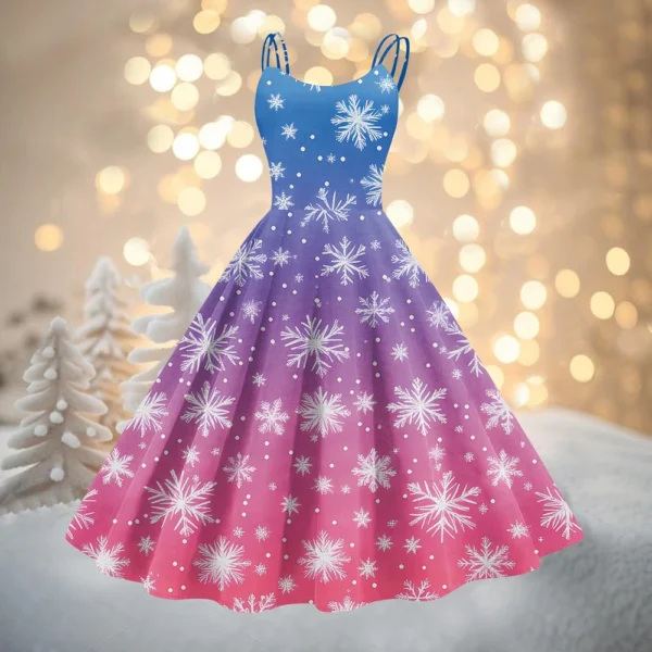 Women's Fashion Christmas Printed Sexy Strapless Gothic Cocktail Dress Punk, - Image 46