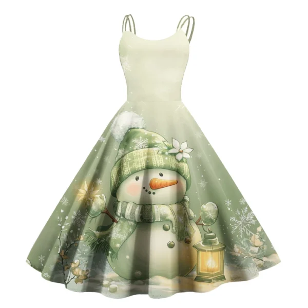 Women's Casual Fashion Christmas Print Sexy Off Shoulder Punk Retro Dress Retro - Image 22