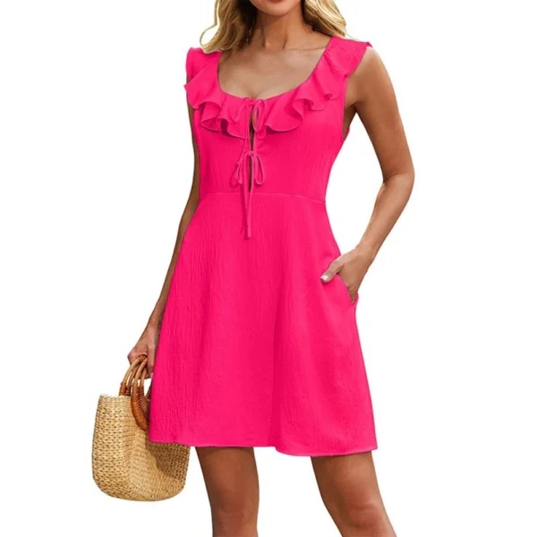Women's Fashion Casual Square Neck Ruffle Casual Straight Dresses - Image 17